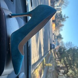Manolo Blahnik Turquoise Suede Heels